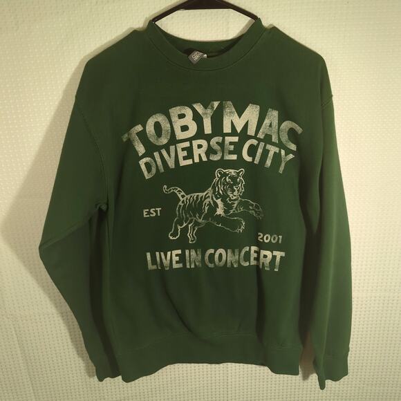 TobyMac Diverse City Crewneck Sweatshirt Small Green Cotton Heritage Concert - Picture 1 of 4